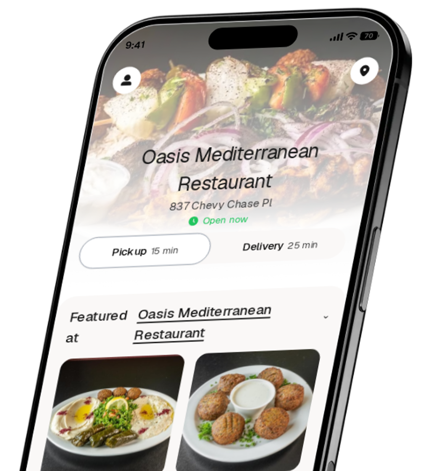 Oasis Mediterranean Restaurant app preview