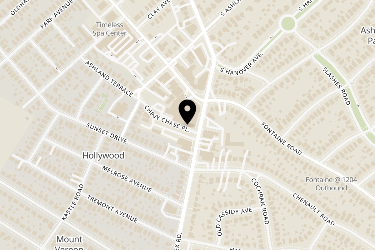 Map showing the location of Oasis Mediterranean Restaurant on 837 Chevy Chase Pl in Lexington